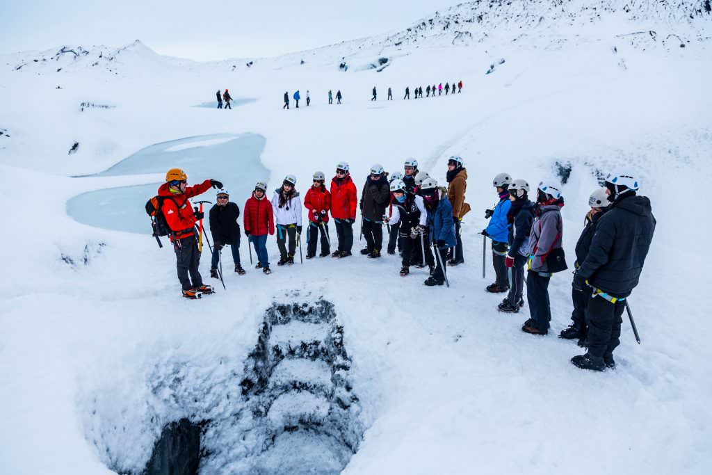 Hiking on a glacier