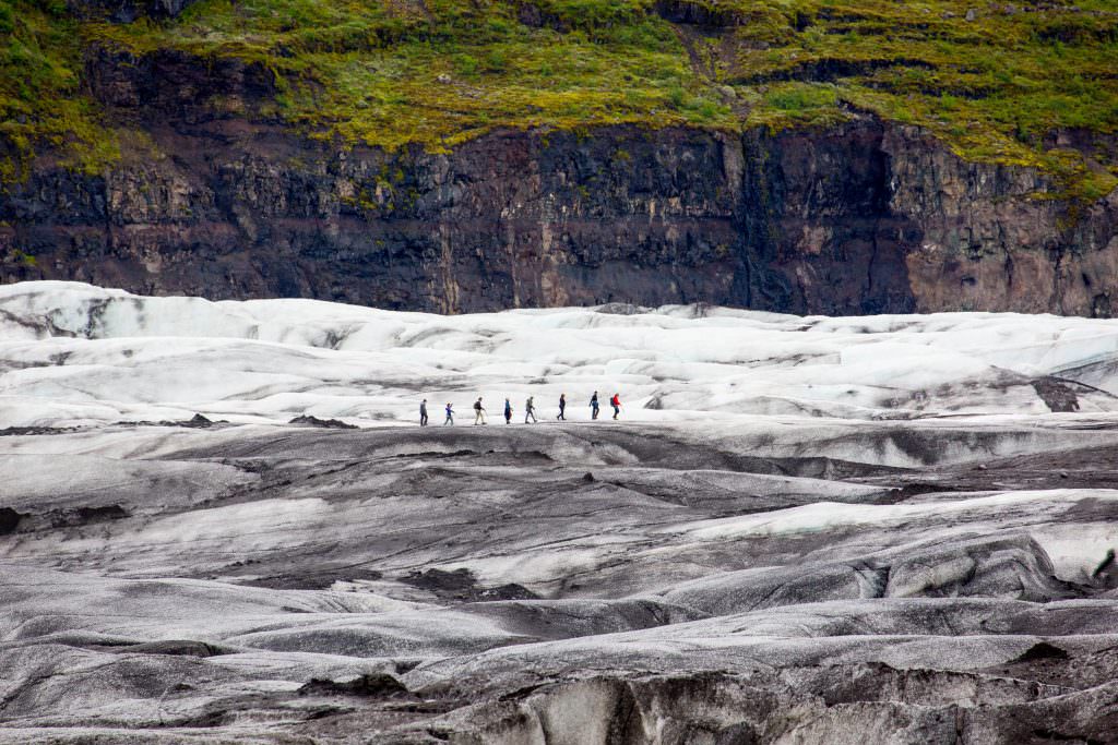 hiking on a glacier